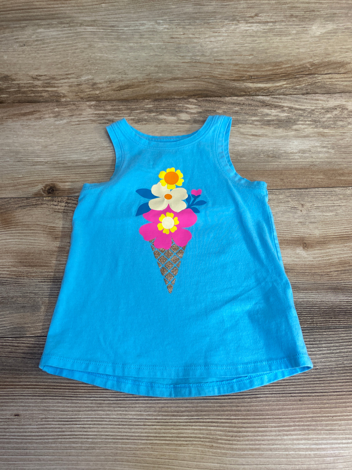Cat & Jack Blue Floral Cone Tank Top sz 2T