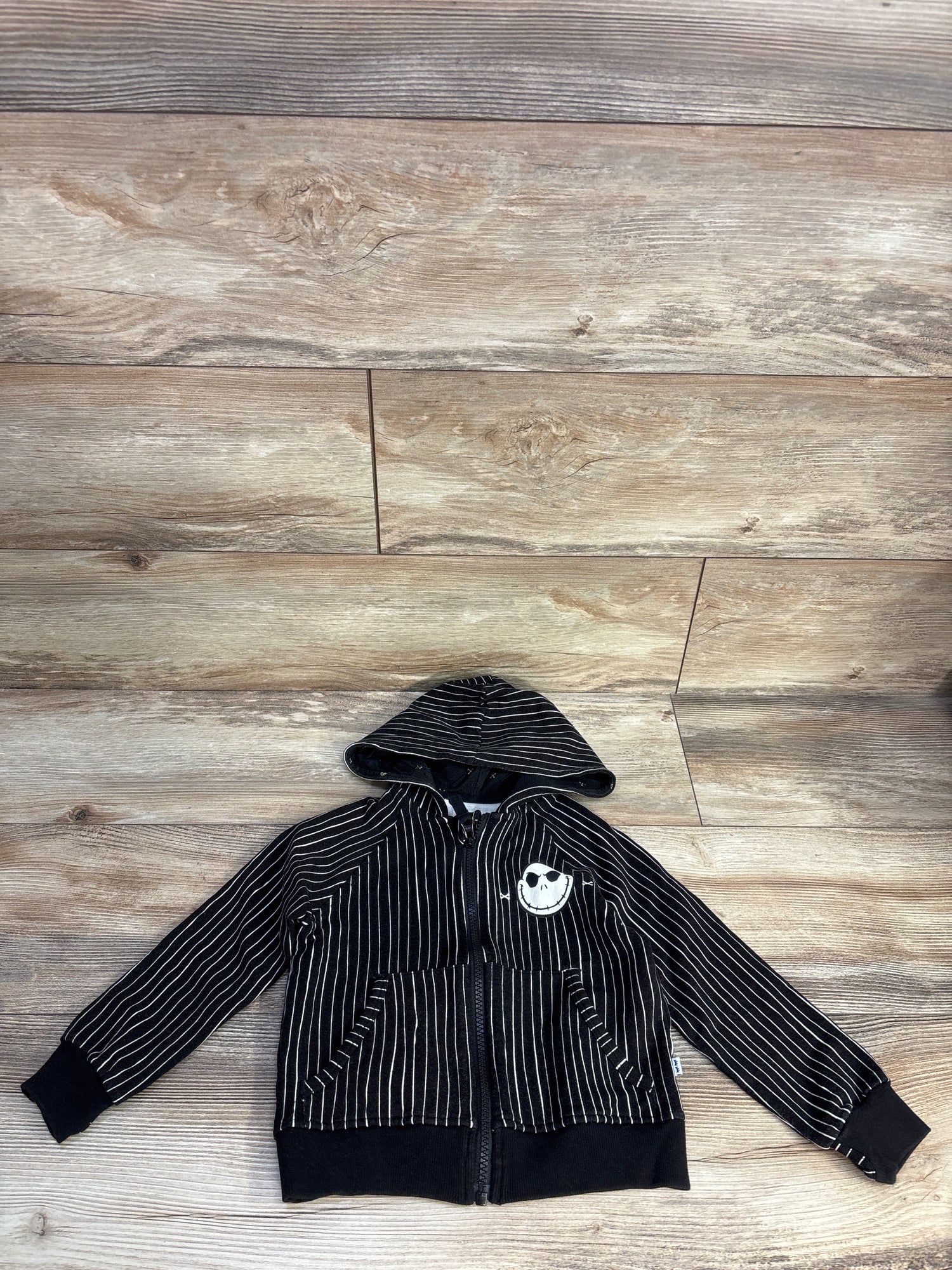 Little Sleepies x Disney Jack Skellington Zip-Up Hoodie Black sz 3T