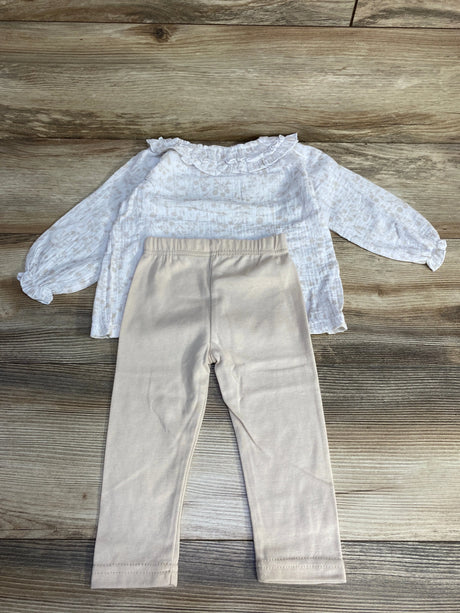 NEW Badgley Mischka 2pc Floral Top & Leggings White sz 12-18m - Me n Mommy To Be