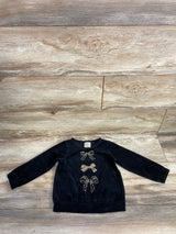 First Impressions Velvet Bow Print Top Black sz 24m
