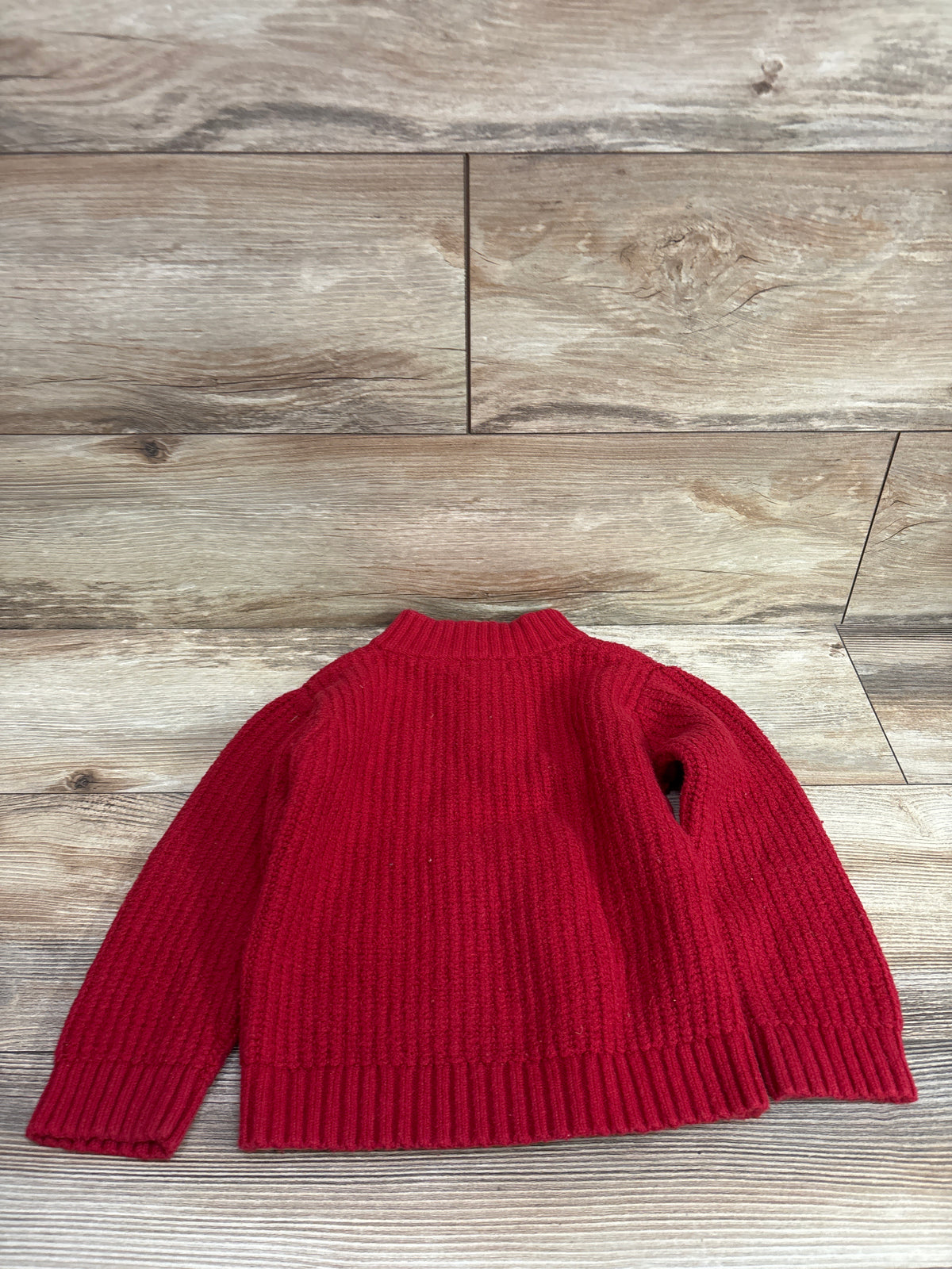 Cat & Jack Chunky Knit Henley Sweater Red sz 3T