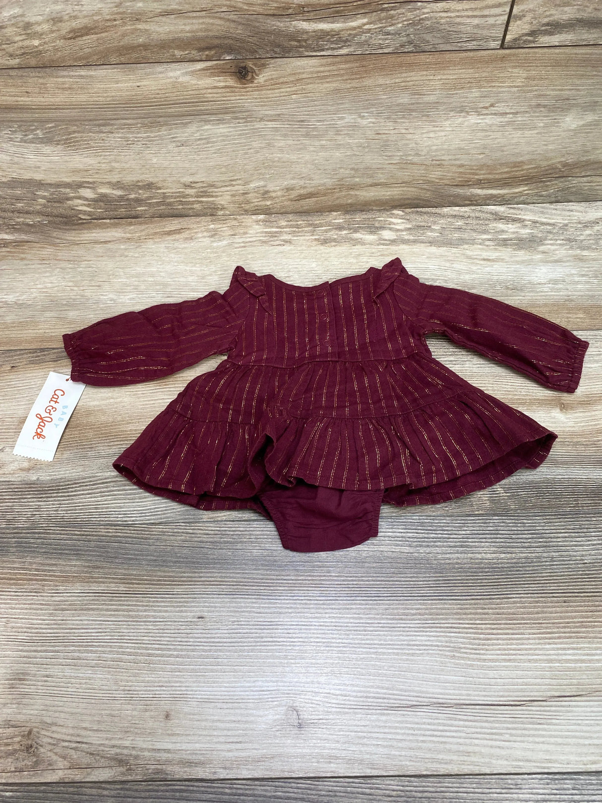 NEW Cat & Jack 2pc Ruffle Dress & Bloomers Burgundy sz Newborn