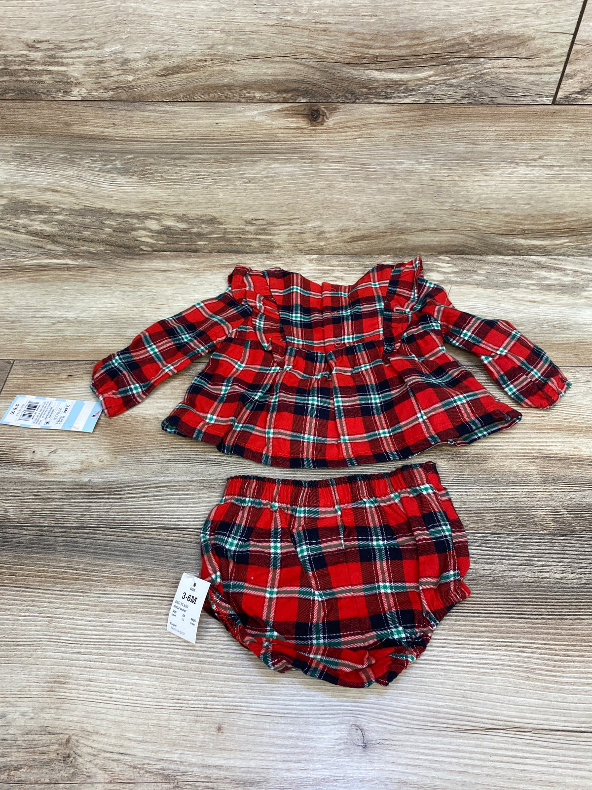 NEW Cat & Jack 2pc Plaid Ruffle Top & Bottoms Set sz 3-6m
