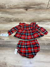 NEW Cat & Jack 2pc Plaid Ruffle Top & Bottoms Set sz 3-6m