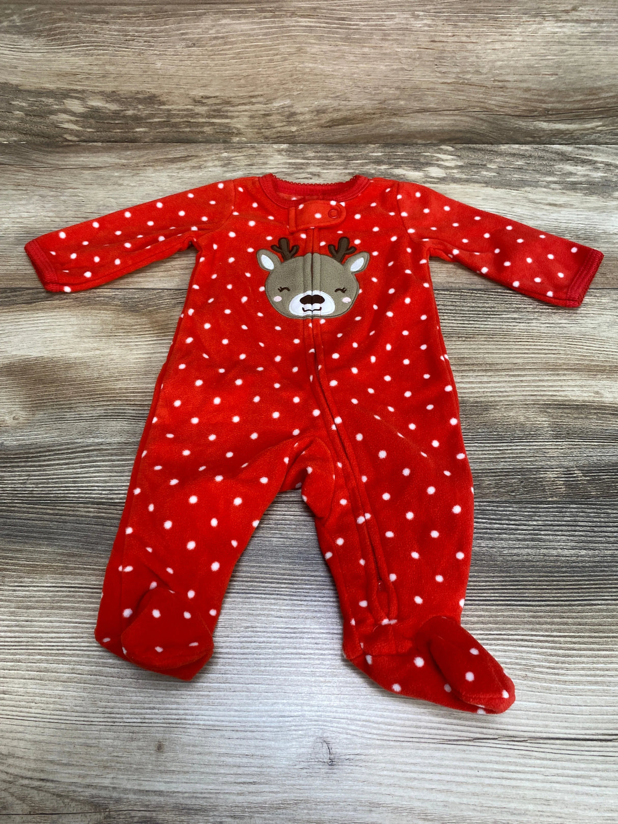 Carter's Polka Dot Reindeer Blanket Sleeper Red sz Newborn