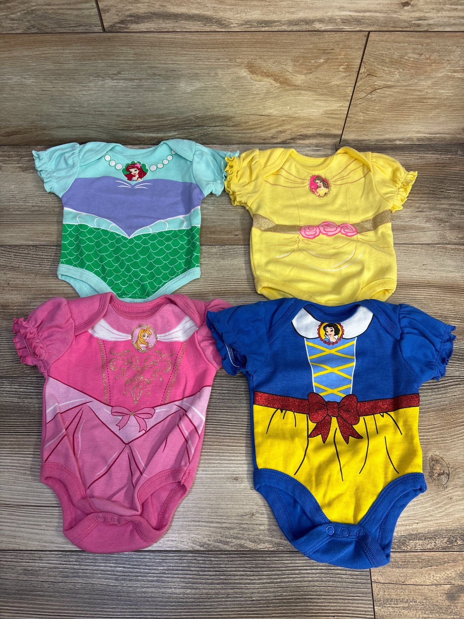 Disney Baby 4pk Princess Bodysuits Blue sz 0-3m