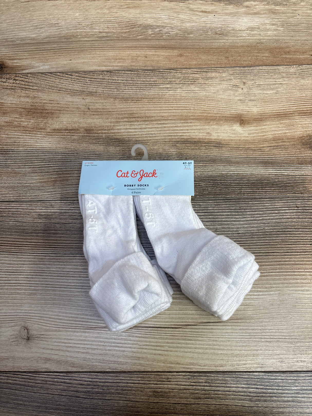 NEW Cat & Jack Bobby Socks 6pk, White sz 4-5T