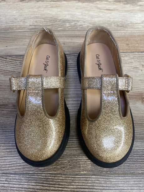 Cat & Jack T-Strap Glitter Sandals Tan sz 9c - Me n Mommy To Be