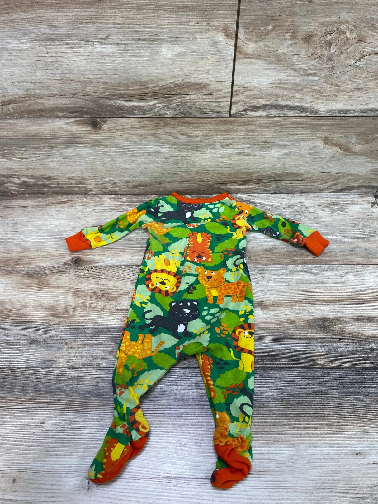 Children's Place Big Cat Print Sleeper Green sz 3-6m