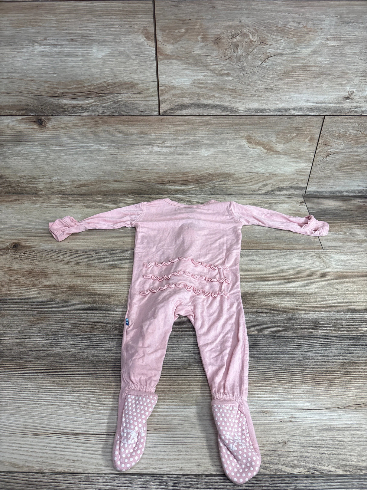 Kickee Pants Bamboo Ruffle Zip Footie Pink sz 3-6m