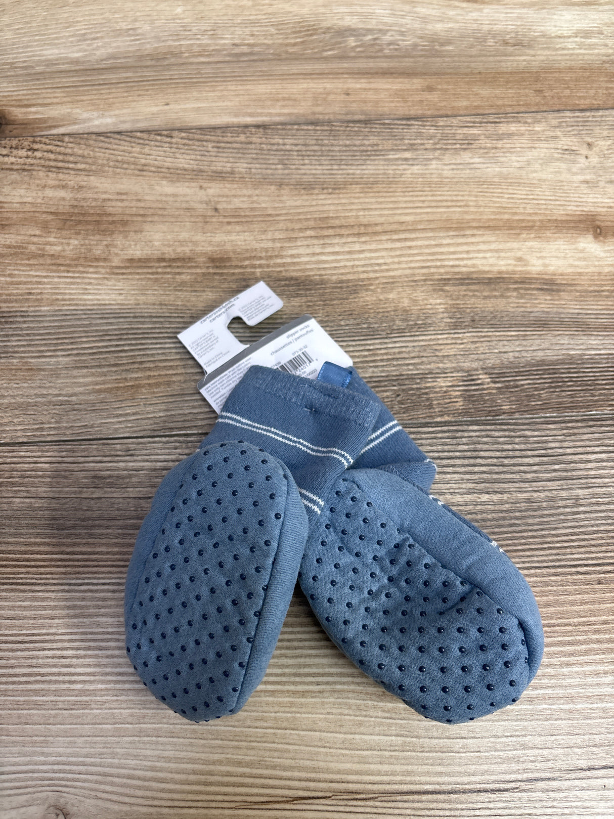 NEW Carter's Rattle Slipper Socks Blue sz 0-6m