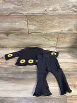 Little Co 2pc Crochet Sunflower Sweater & Flare Leggings Grey sz 9m