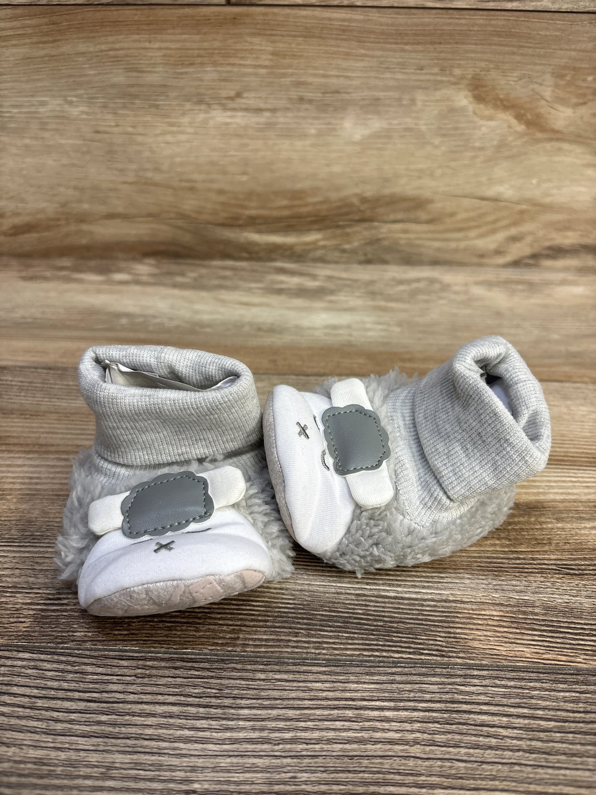 NEW Plush Lamb Non-Slip Crib Snow Booties, Gray sz 5c