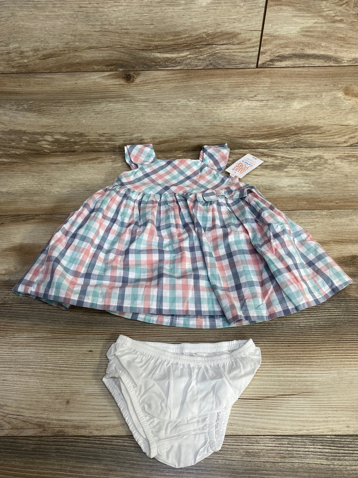 NEW Just One You 2pc Plaid Dress & Bloomers White sz 12m