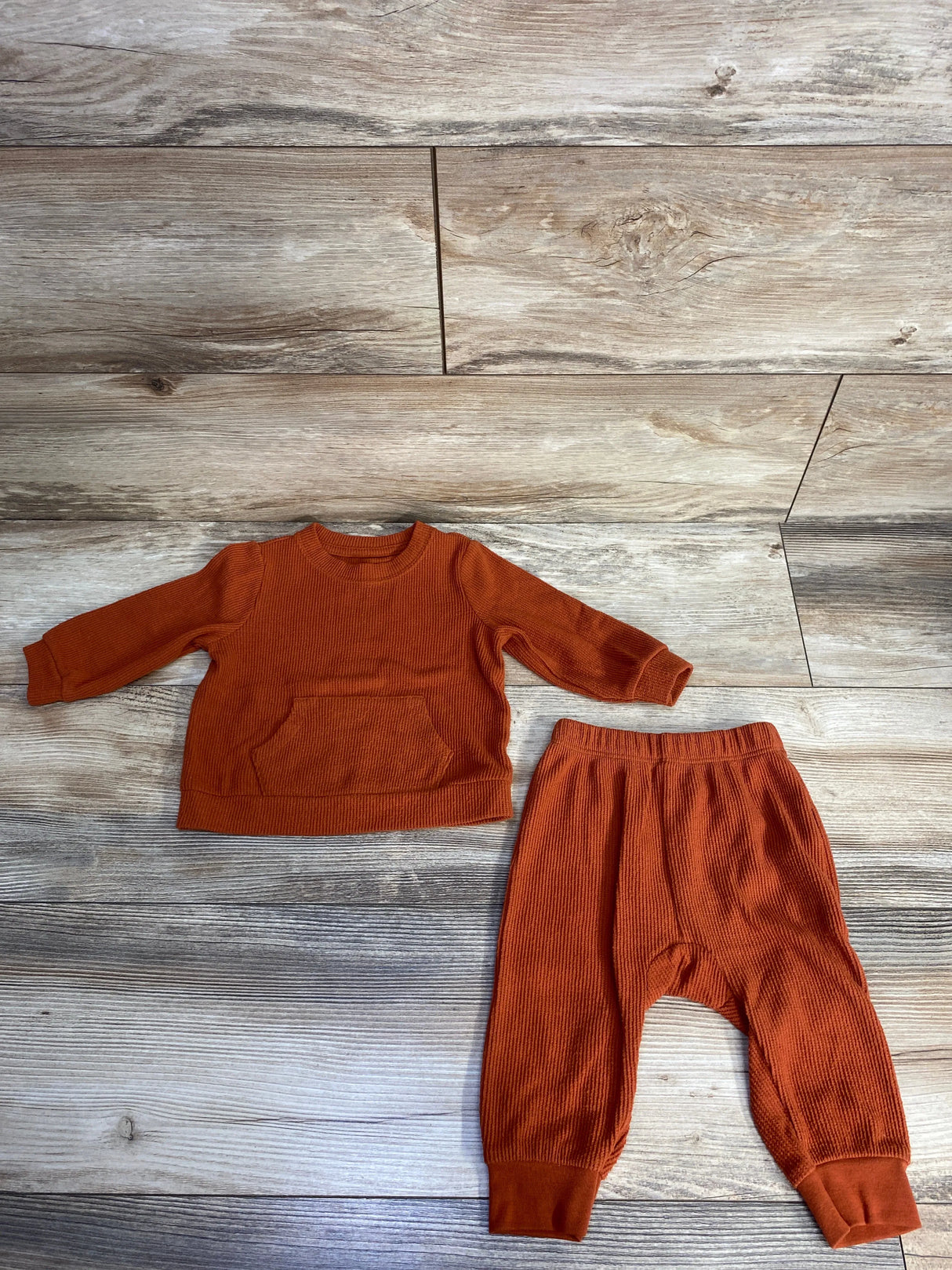 Cat & Jack 2pc Waffle Knit Shirt & Pants Rust sz 6-9m