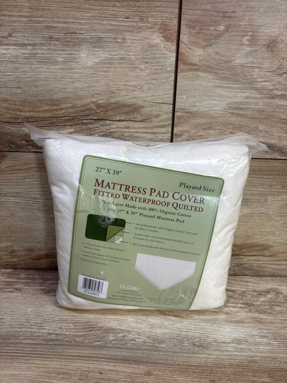 NEW TL Care Waterproof Quilted Pack n Play Playard Mattress Cover in Natural