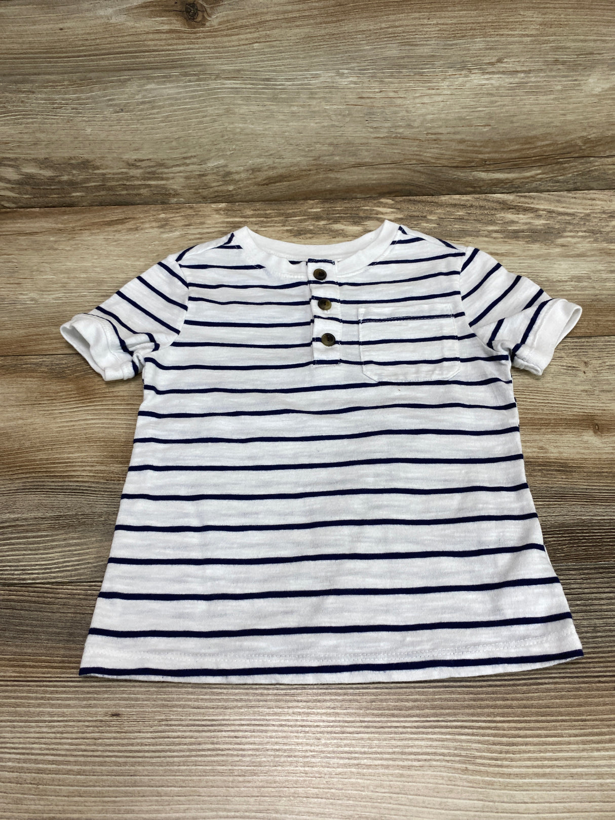 Old Navy Henley Striped Shirt White sz 2T