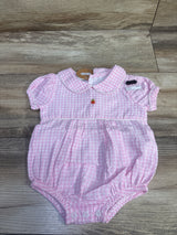 NEW Mud Pie Gingham Pumpkin Bubble Romper Pink sz 6-9m