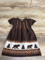 Gymboree Bear Print Cable Knit Sweater Dress Brown sz 4T