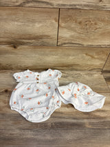 Nicole Miller 2pc Floral Romper & Hat White sz 3-6m