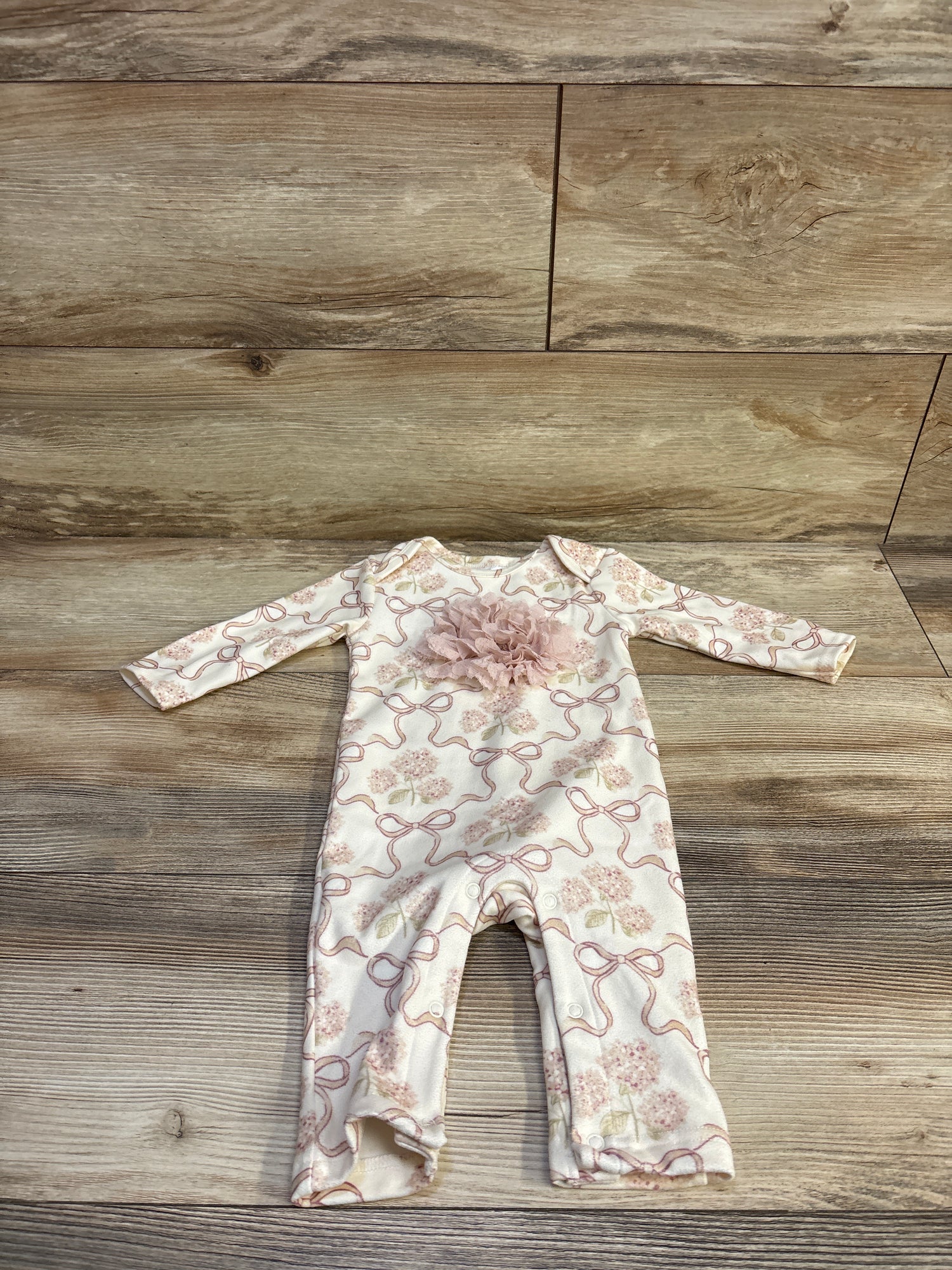 Baby Essentials Bow Print Coverall Ivory sz 9m