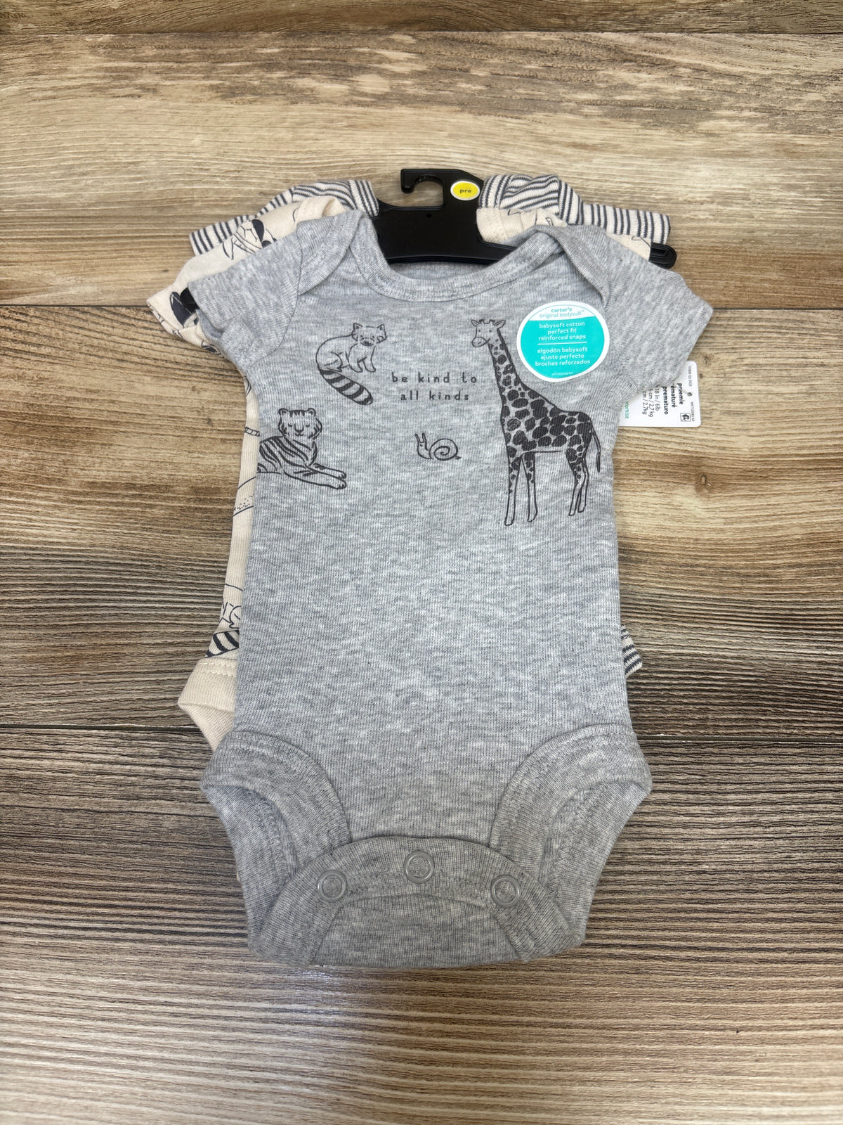 NEW Child Of Mine 3pk Bodysuits Grey sz Preemie