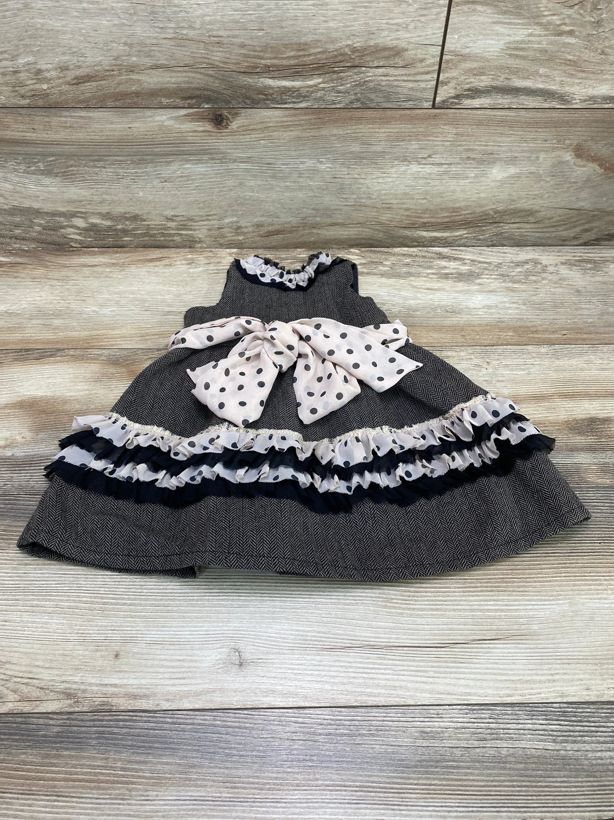 Trish Scully Polka Dot Ruffle Dress Black sz 12-18m