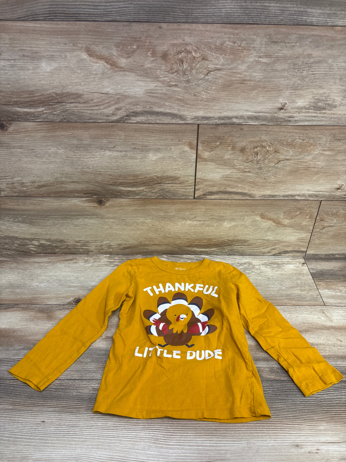 Children's Place Thankful Little Dude Shirt Yellow sz 5T