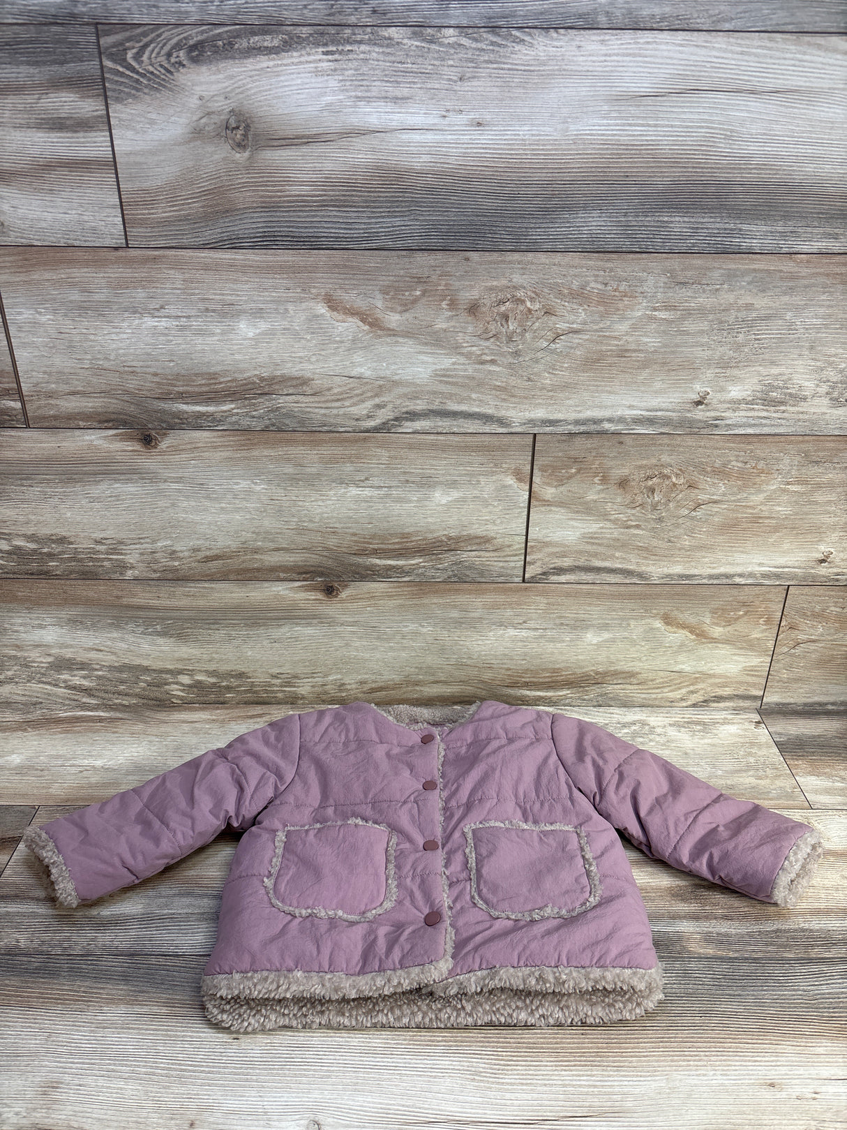 Zara Sherpa Lined Puffer Jacket Mauve sz 18-24m
