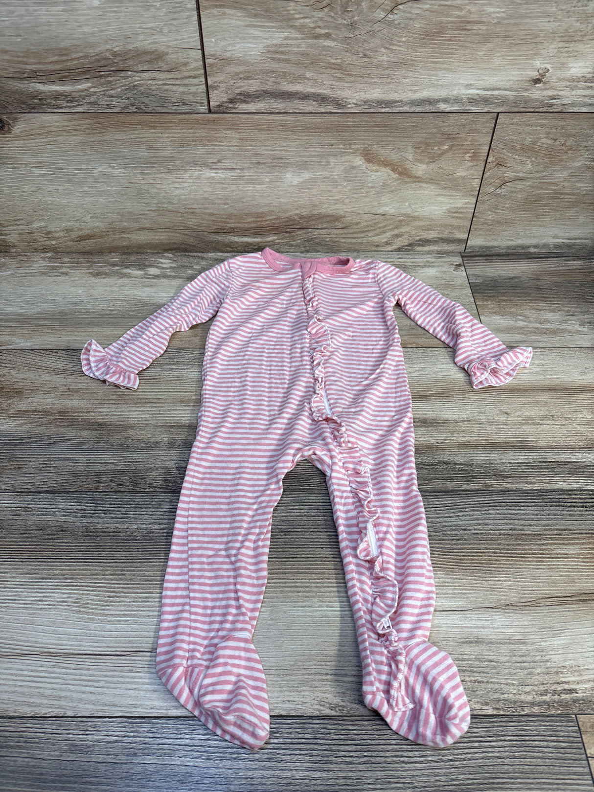 Little Me Striped Sleeper Pink sz 9m