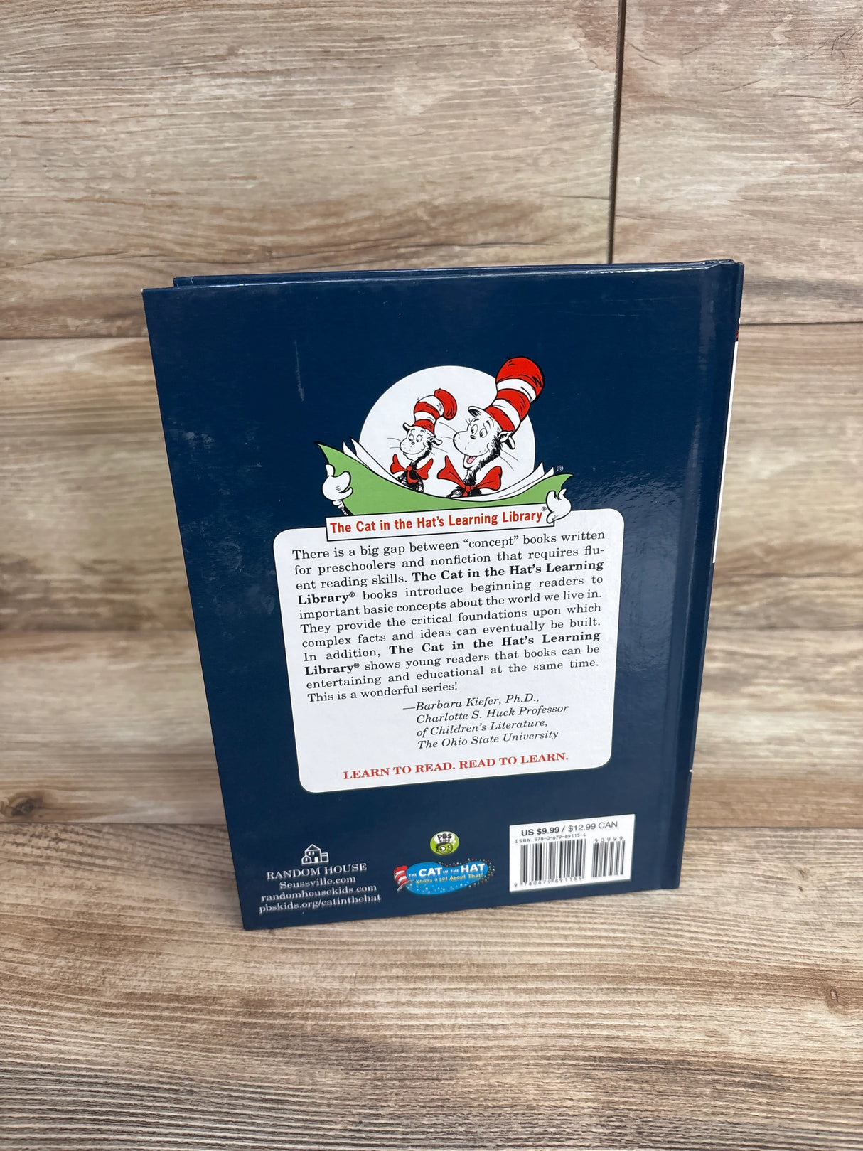 Back cover of a children's book from The Cat in the Hat's Learning Library with educational text and illustrations
