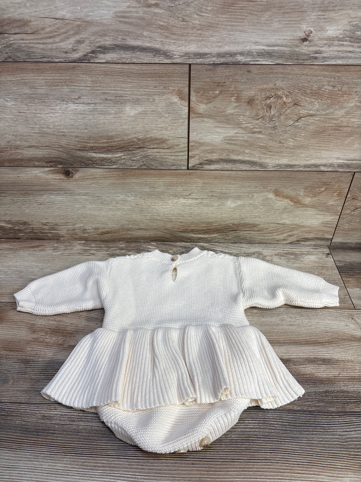 Tiny & Teeny Tots Knit Peplum Romper Cream sz 9-12m