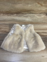 NEW H&M Faux Fur Vest Cardigan Tan sz 4-6m