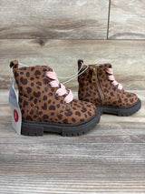 NEW Cat & Jack Toddler Girls' Amaya Zipper Leopard Print  Combat Boots Brown Sz 5c