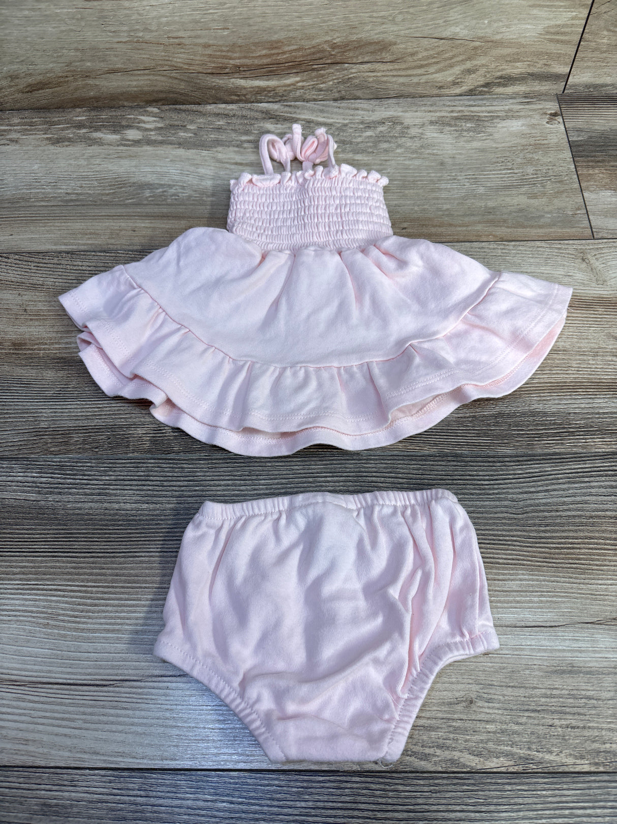 Luxe Threads 2pc Embroidered Smocked Dress & Bloomers Set Pink sz 0-3m