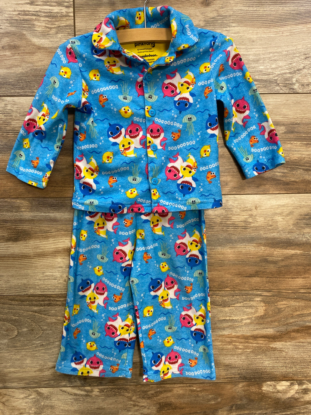 Pinkfong Nickelodeon Baby Shark 2pc Pajama Set Blue sz 2T
