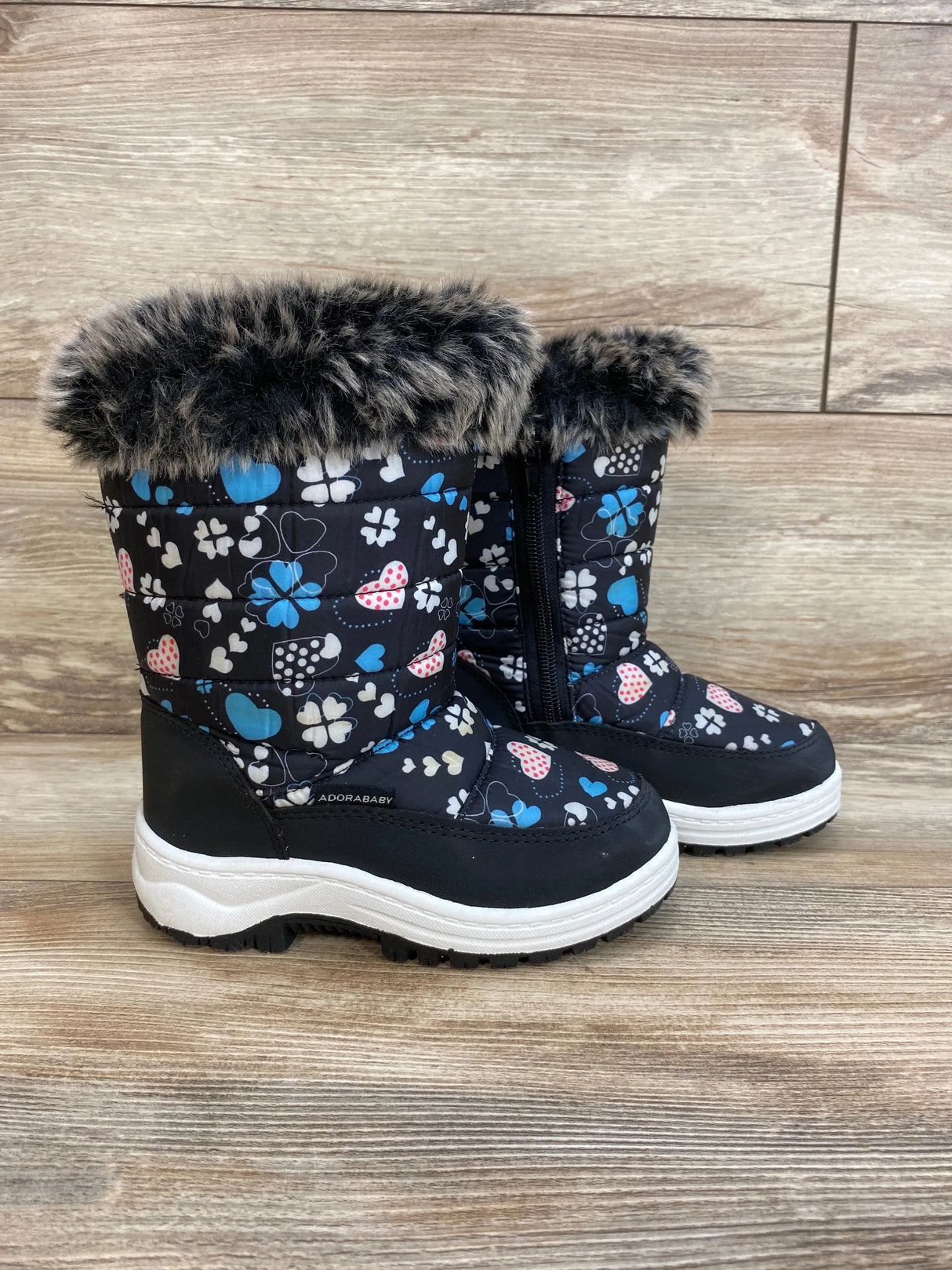 Adorababy Girls Snow Boots Mid Calf Winter Fur Boots Blue Sz 10c