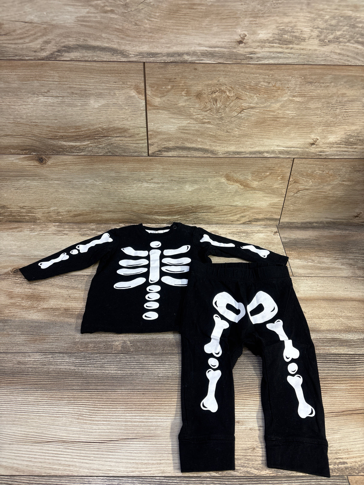 H&M 2pc Skeleton Shirt & Pants Set Black sz 9m
