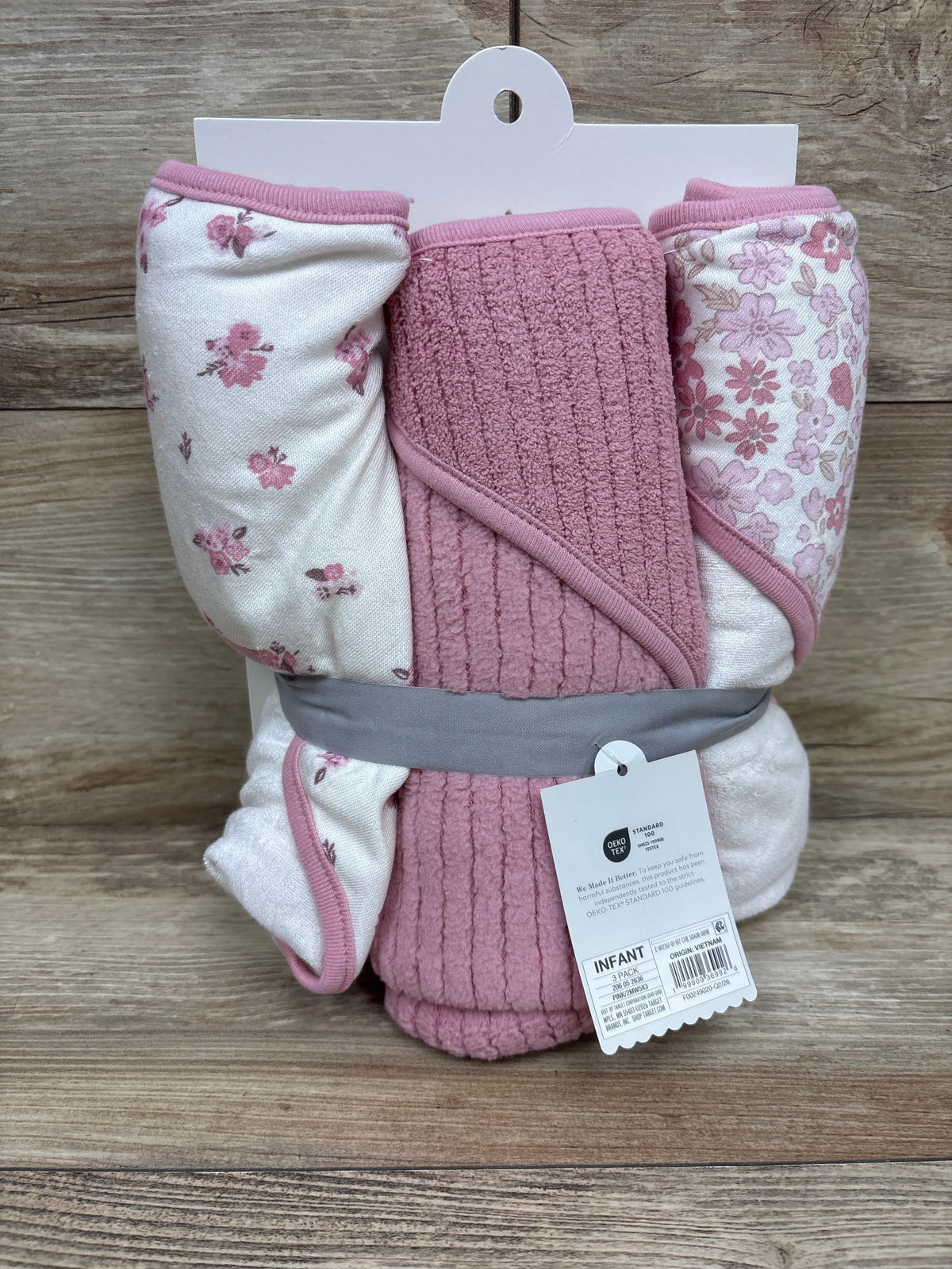 NEW Cloud Island 3pk Hooded Towels Pink