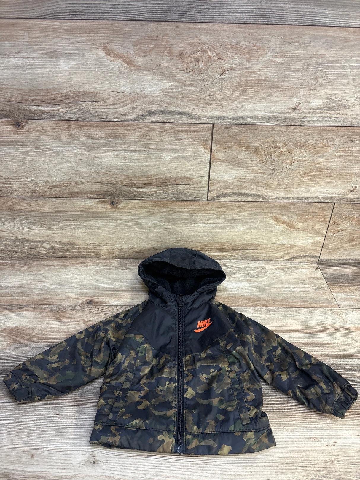 Nike Fleece Lined Camo Windbreaker Black/Green sz 18m - Me n Mommy To Be