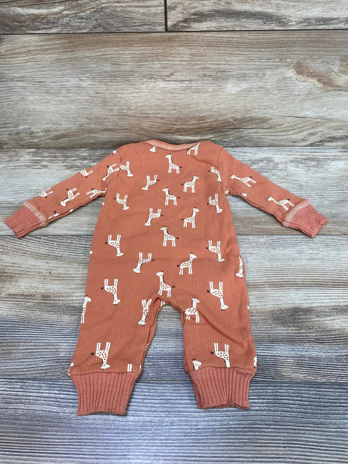 Peyton & Scout Giraffe Print Coverall Orange sz 0-3m