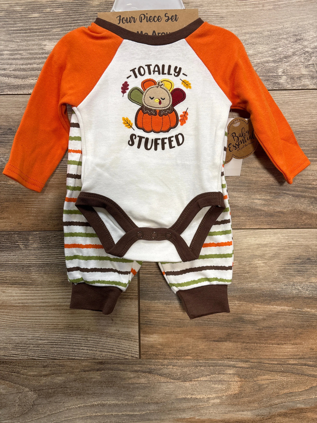 NEW Baby Essentials 4pc Totally Stuffed Bodysuit Set Orange sz 3m