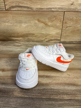 Nike Force 1 Low EasyOn TD'White Safety Orange' Sneakers sz 6c