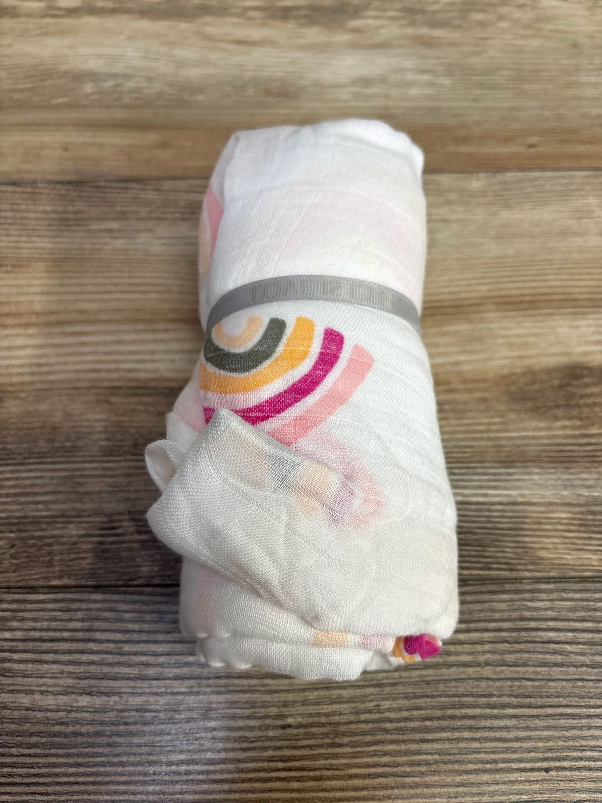 NEW Love is Eternal Rainbow Muslin Swaddle Blanket White