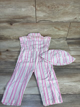 Jessica Simpson 2pc Striped Jumpsuit & Bucket Hat Set Ivory sz 24m