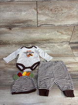 Baby Essentials 3pc My First Thanksgiving Bodysuit Set Taupe sz 3m