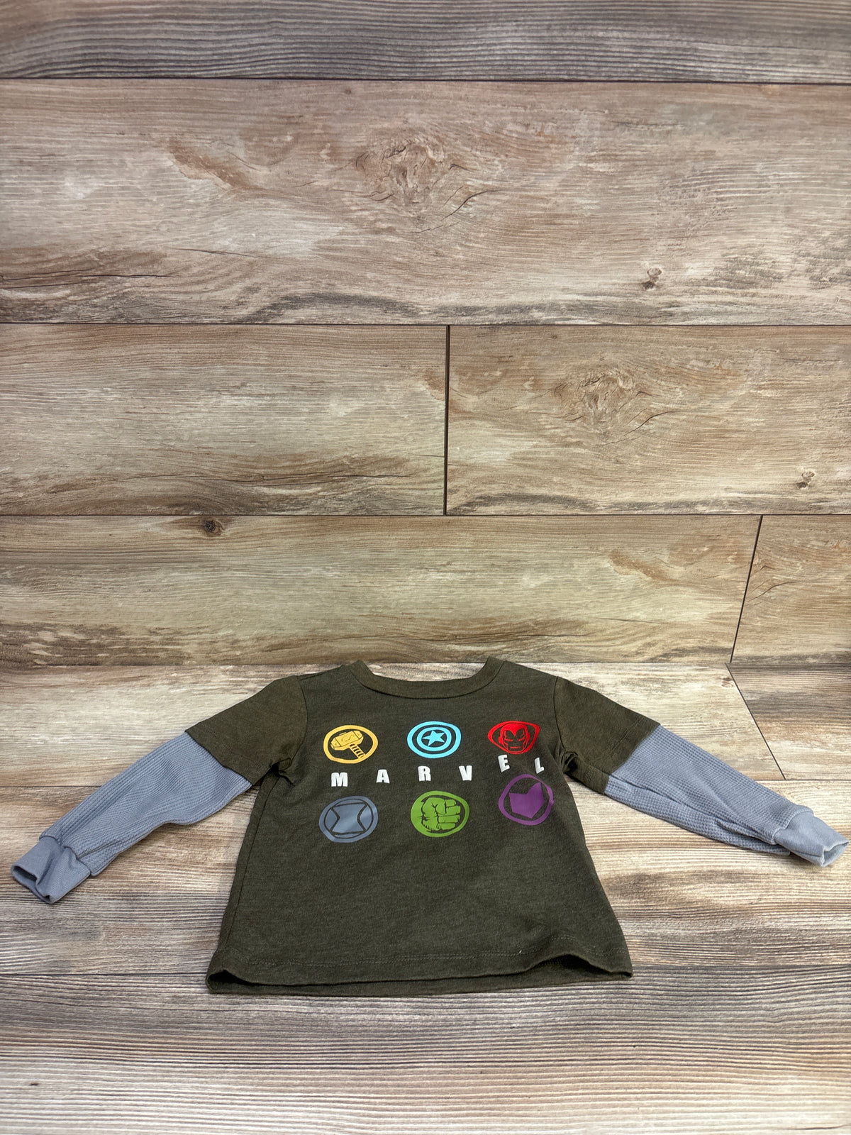 Marvel Layered Sleeve Shirt Green sz 3T