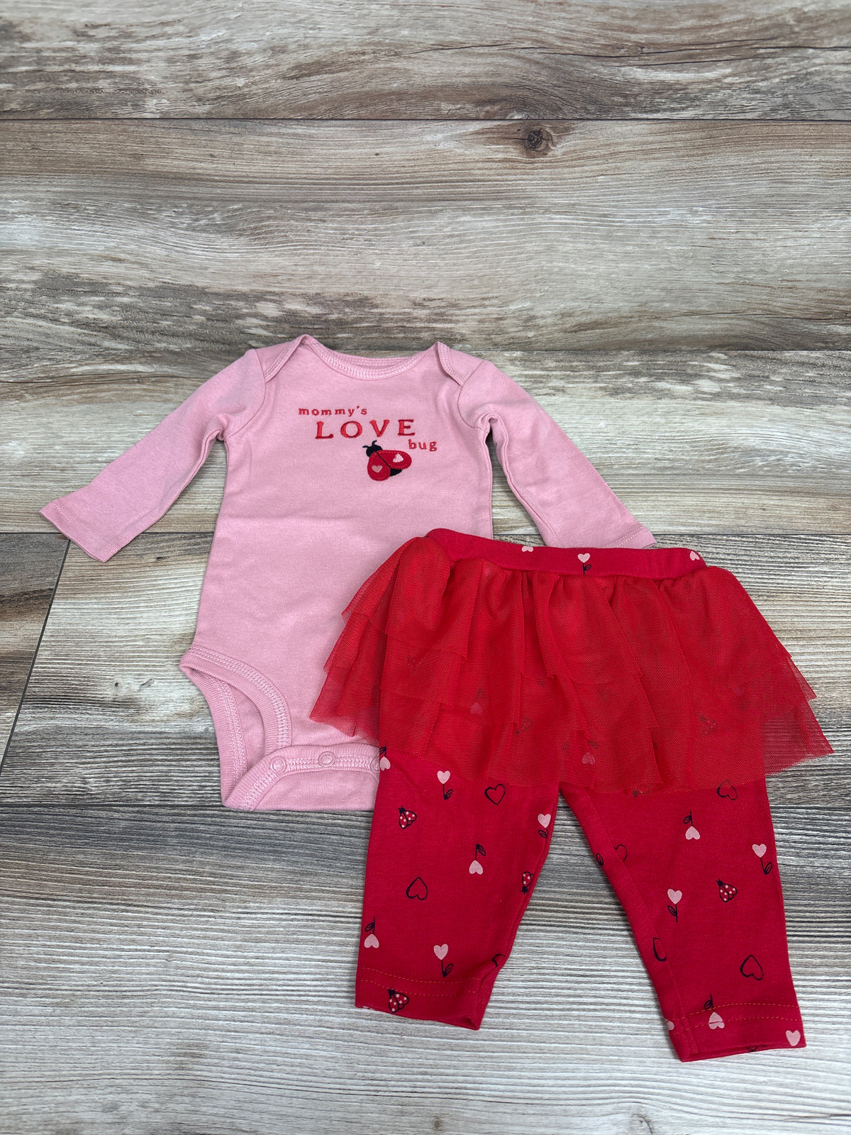 Just One You 2pc Mommy's Love Bug Bodysuit & Skeggings Set Pink sz 3m