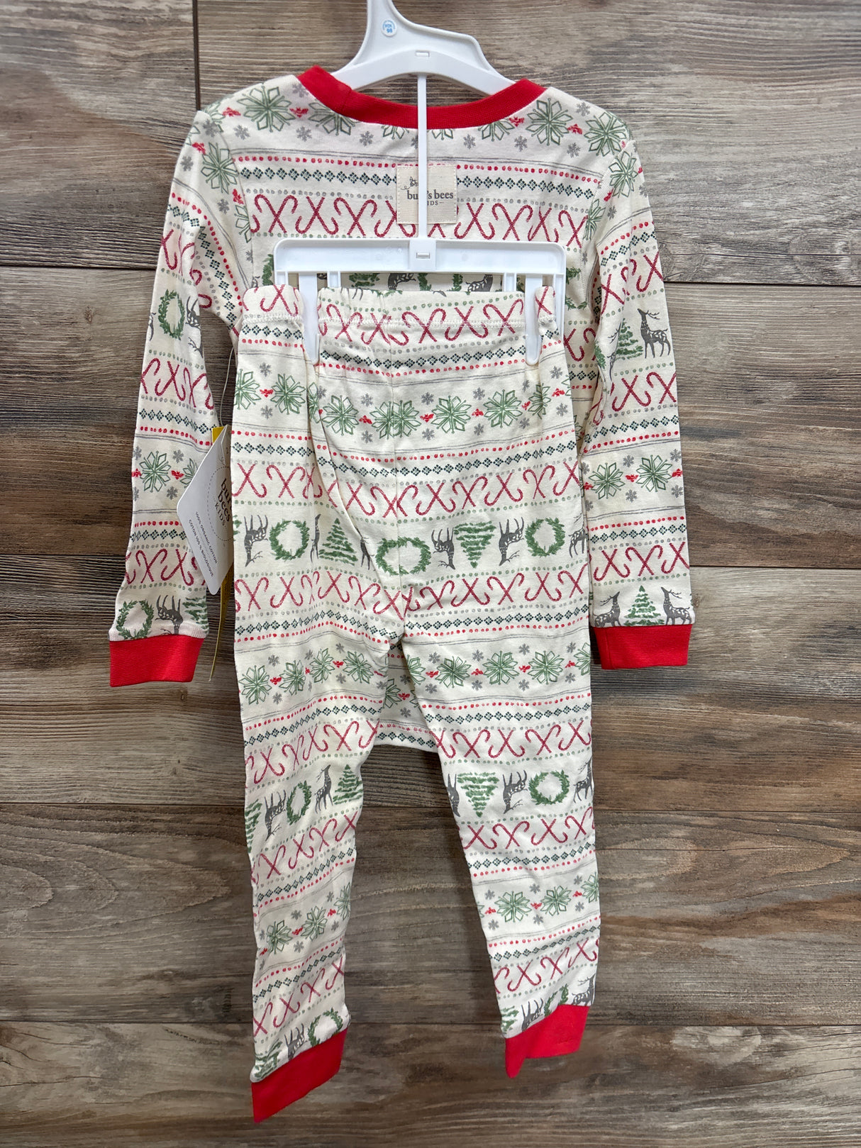 NEW Burt's Bees 2pc Christmas Pajamas Set Ivory sz 3T