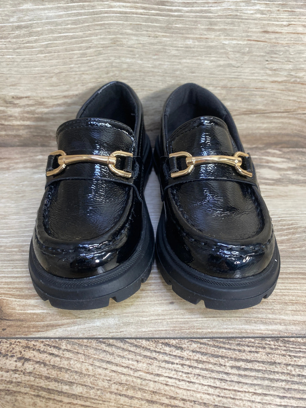 Zara Link Penny Patent Loafers Black Sz 7.5c